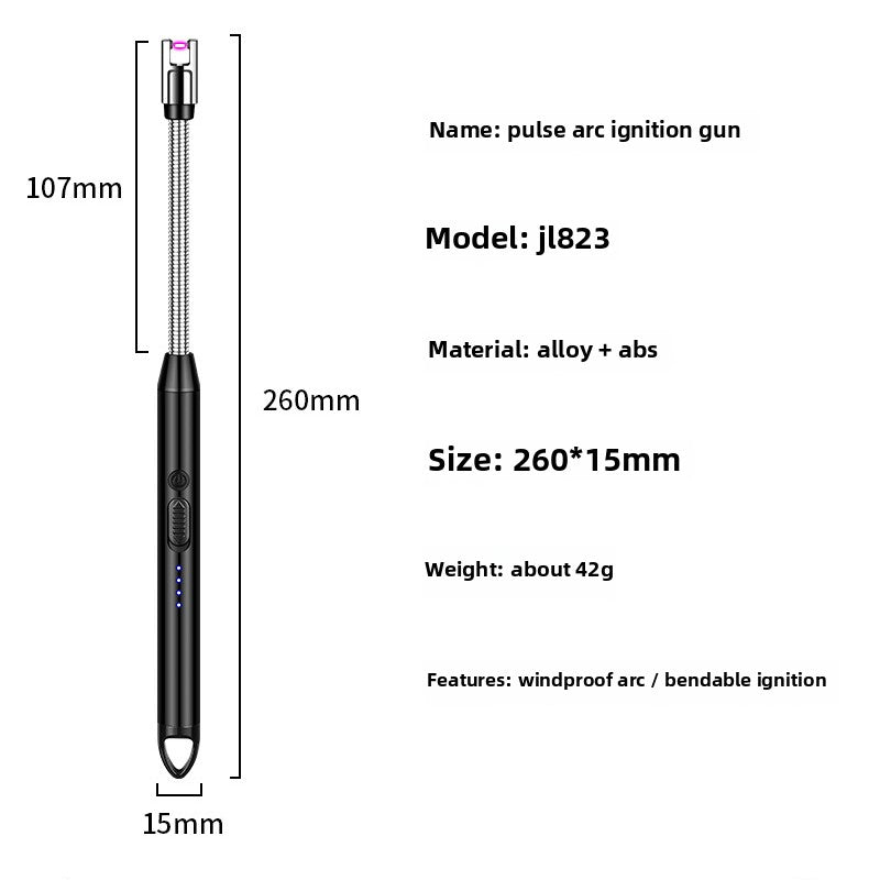 USB Rechargeable Arc Lighter – Flameless Ignition Gun for Gas Stoves, Candles & More | Windproof & Child-Safe | 3000+ Uses Per Charge