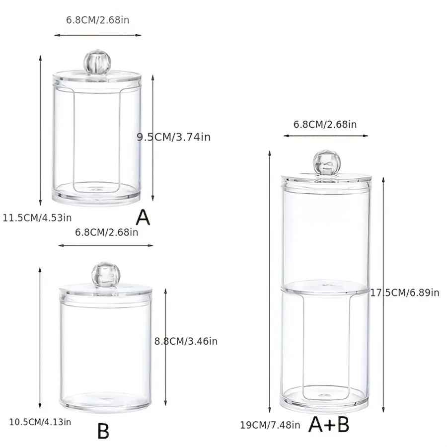2-in-1 Stackable Cotton Pad Holder – Clear Acrylic Storage Box with Lid | Organized & Dust-Free Makeup Vanity Essential