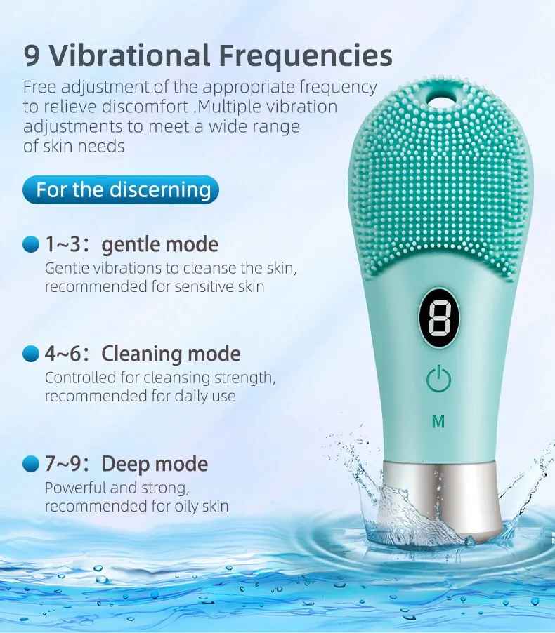 9-Speed Ultrasonic Skin Scrubber – Professional Facial Cleansing Brush with Sonic Vibration & Silicon Bristles | Blackhead Remover | Rechargeable & Waterproof