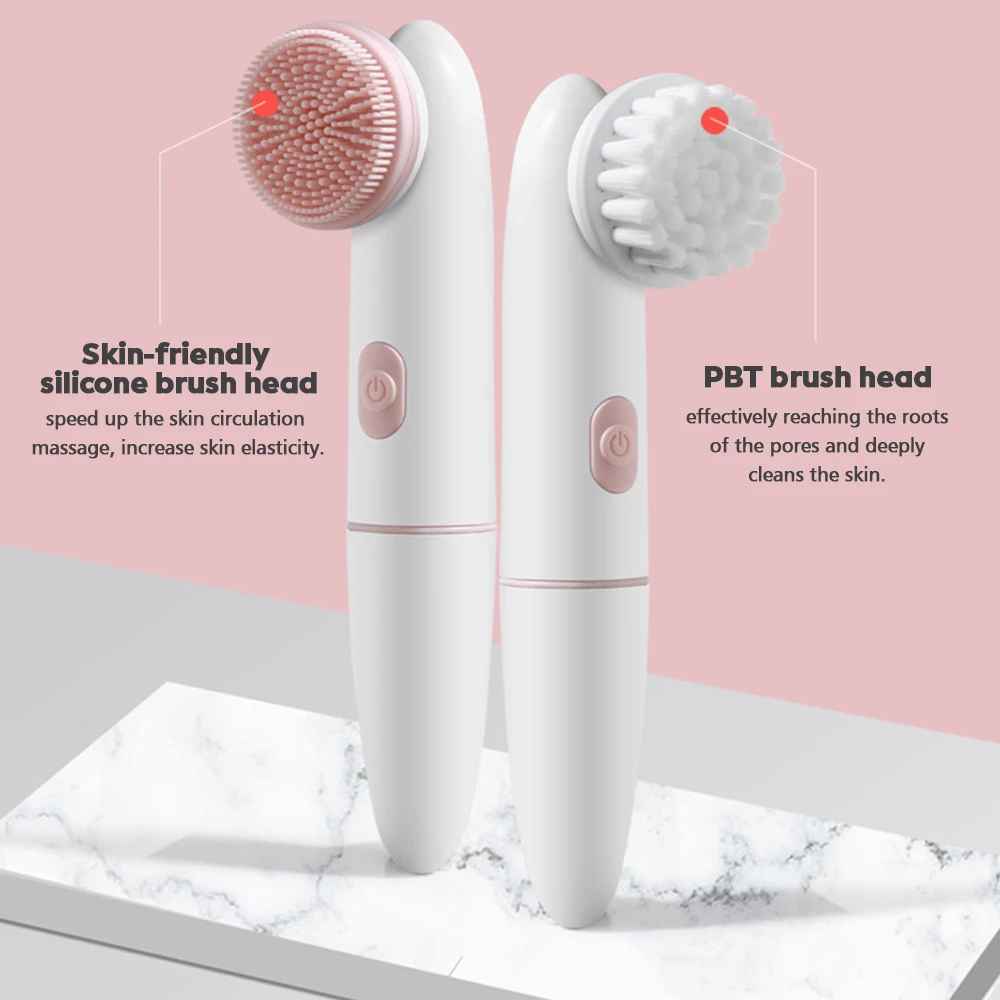 2-in-1 Electric Facial Cleansing Brush – Deep Pore Cleaner & Massager | IPX6 Waterproof | Blackhead Removal | USB Rechargeable