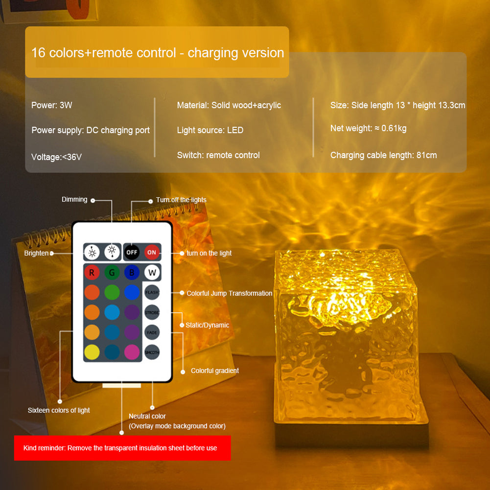 Dynamic Water Ripple Lamp Projector – RGB LED Ocean Wave Light