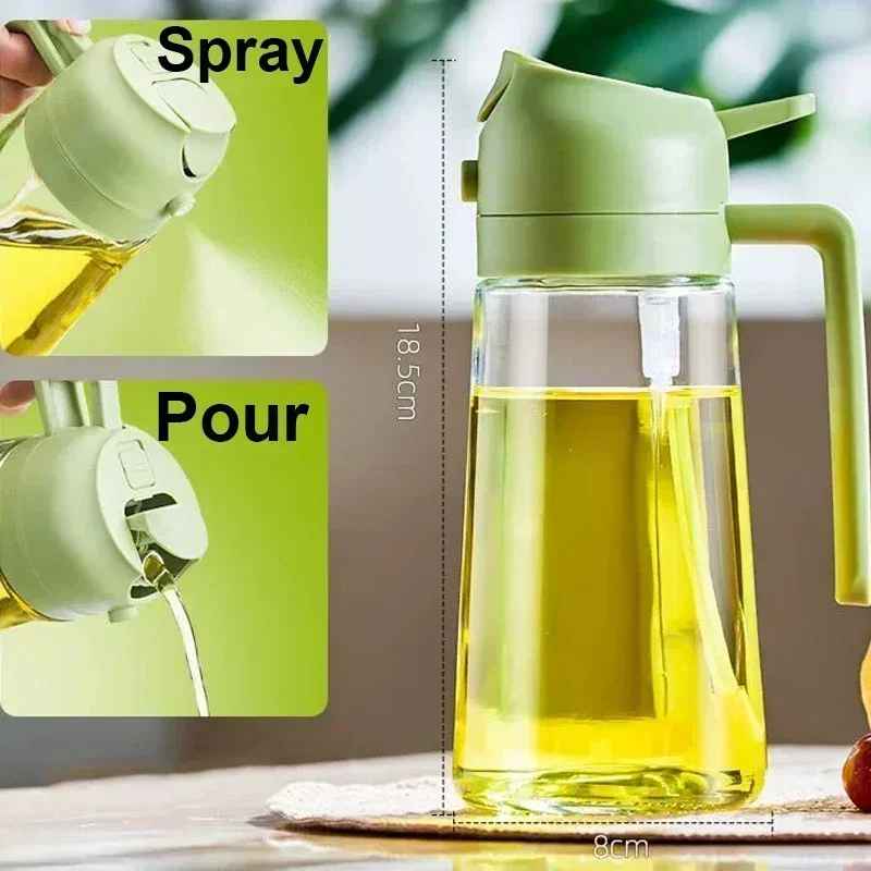 2-in-1 Oil Sprayer & Dispenser Bottle (500ml) – Precision Kitchen Oil Mister for Healthy Cooking | BPA-Free Plastic | Perfect for BBQ, Baking & Salads