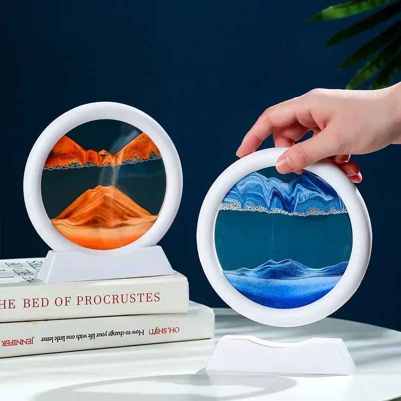 3D Moving Sand Art – Mesmerizing Deep Sea Sands cape in Glass | Flowing Quicksand Painting | Hypnotic Office Decor & Stress Relief Gift