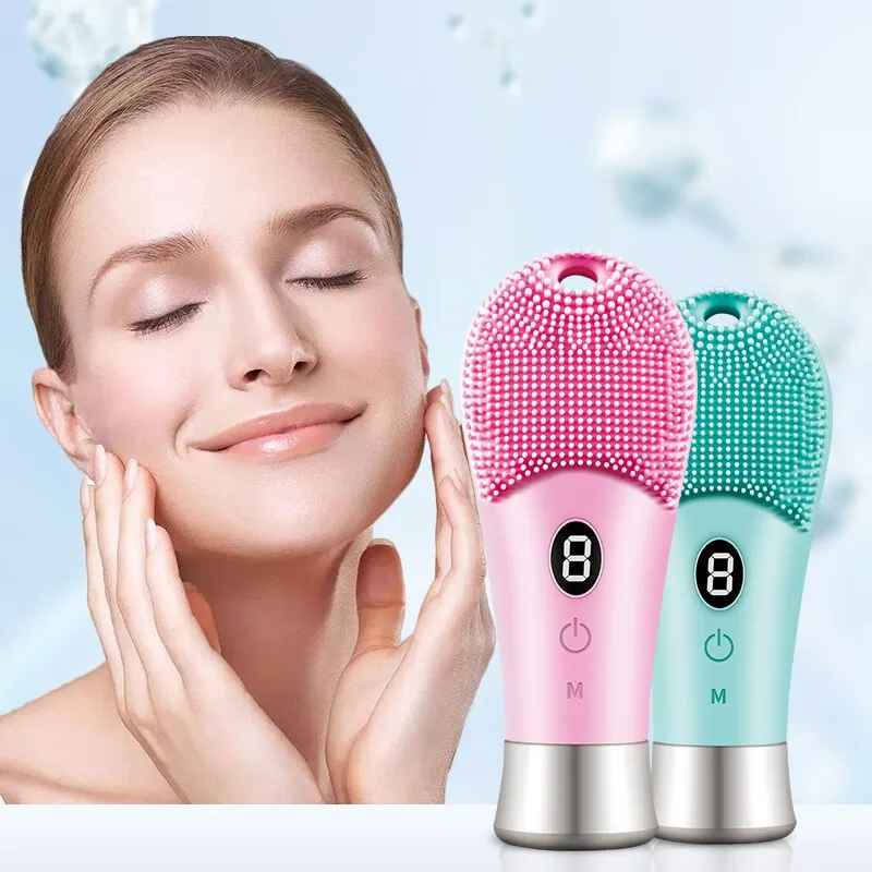 9-Speed Ultrasonic Skin Scrubber – Professional Facial Cleansing Brush with Sonic Vibration & Silicon Bristles | Blackhead Remover | Rechargeable & Waterproof