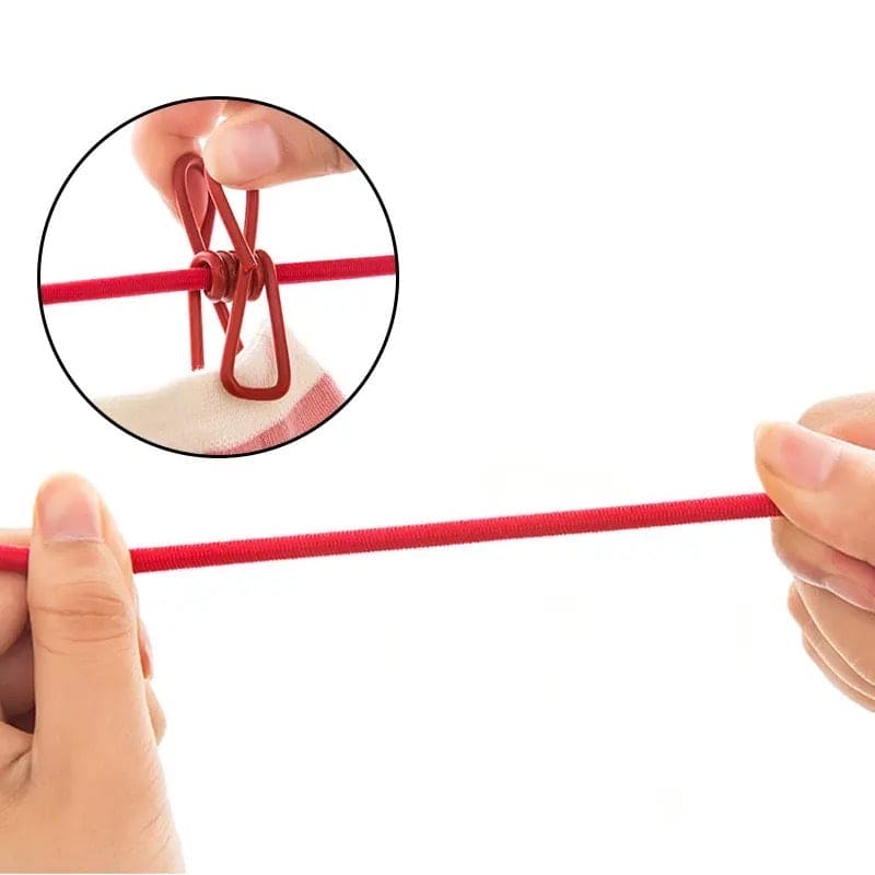 12-Clip Elastic Laundry Rope – Portable & Windproof Drying Solution | Perfect for Travel & Home