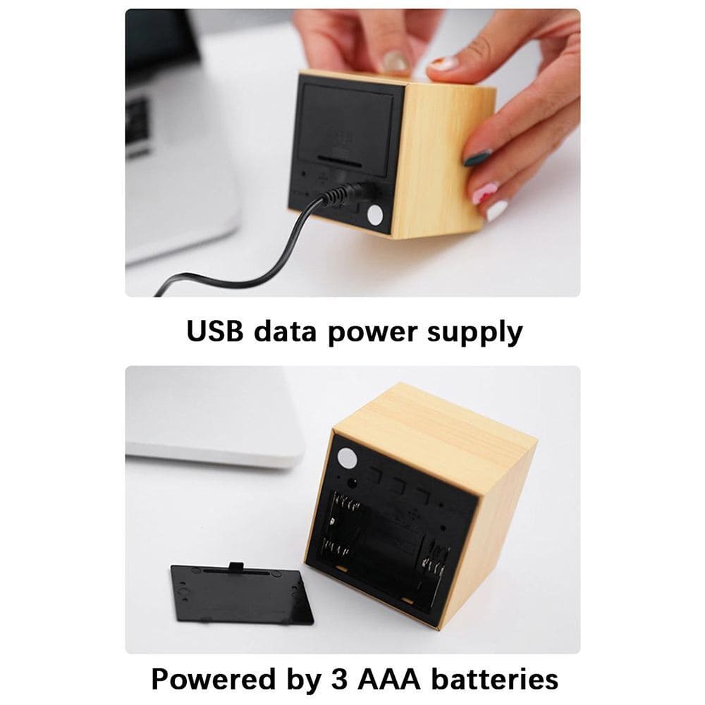 Wooden Led Smart Alarm Clock, Cube Digital Alarm Clock