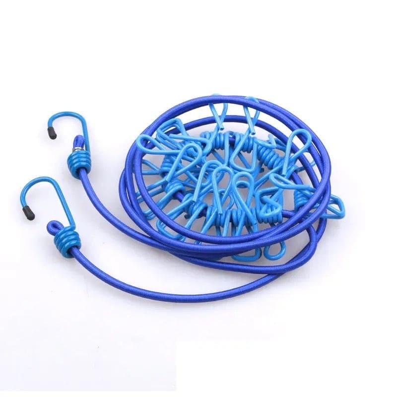 12-Clip Elastic Laundry Rope – Portable & Windproof Drying Solution | Perfect for Travel & Home