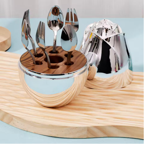 Buy Luxury Rose-Shaped Fruit Fork Set in Pakistan – Stainless Steel Dessert & Appetizer Forks with Golden Storage Case