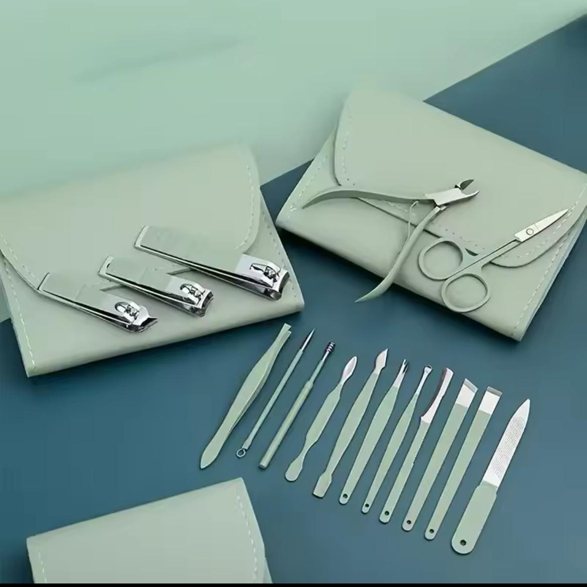 16PCS Nail Cutter Set  | Stainless Steel Manicure Kit  | Nail Clippers & Beauty Tools with Travel Case