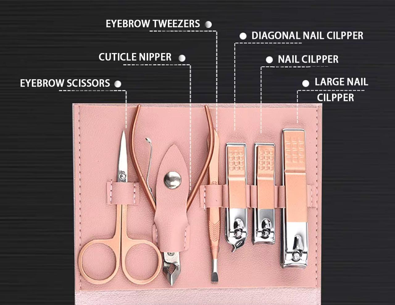 16PCS Nail Cutter Set  | Stainless Steel Manicure Kit  | Nail Clippers & Beauty Tools with Travel Case