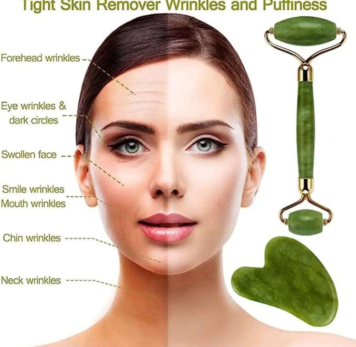 Marble Jade Roller with Gua Sha Stone – Glow & Relax with Natural Skincare Tools | Reduce Puffiness & Boost Radiance | Perfect for Pakistani Beauty Lovers 🇵🇰