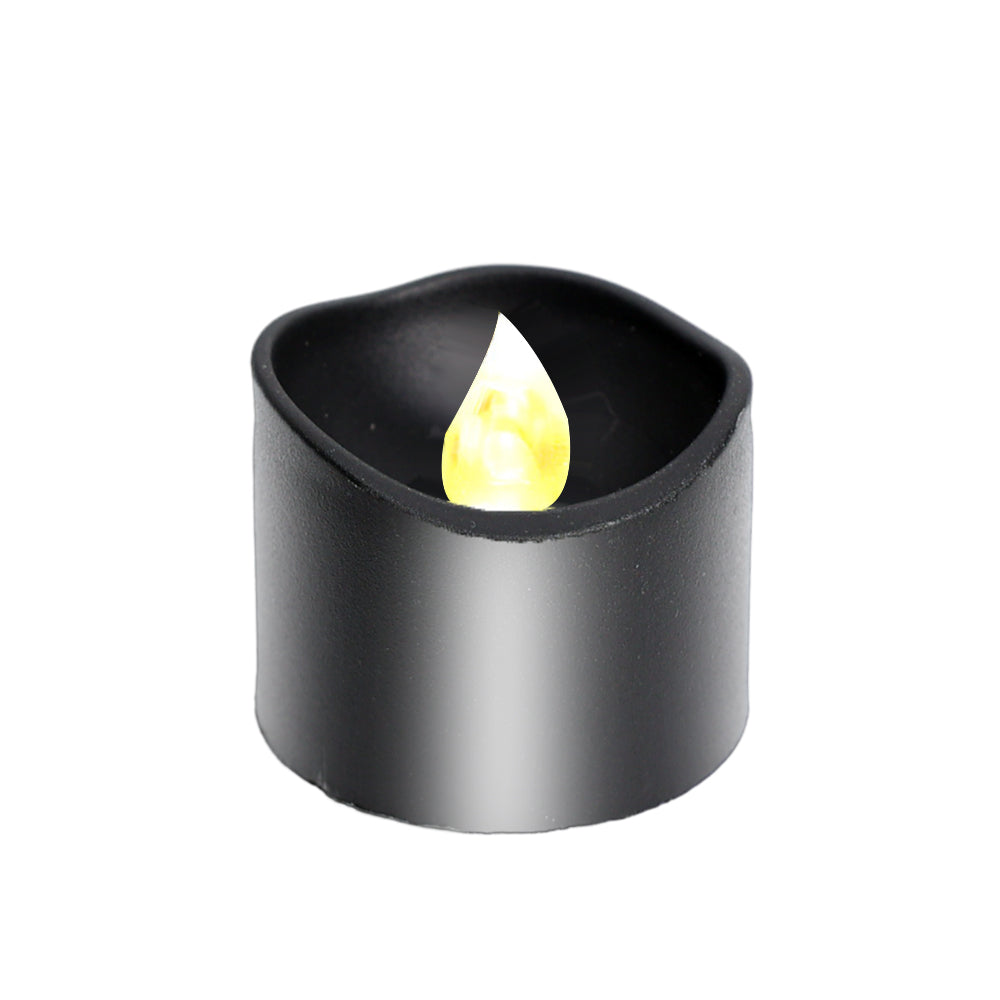 Black LED Flameless Candles – Battery-Operated Flickering Tea Lights | Set of 6 | Halloween, Wedding & Home Decor