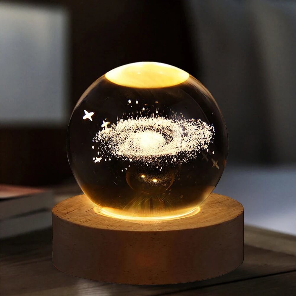 3D Crystal Galaxy Night Lamp – Moon, Earth & Solar System Designs| Perfect for Home Decor & Gifts
