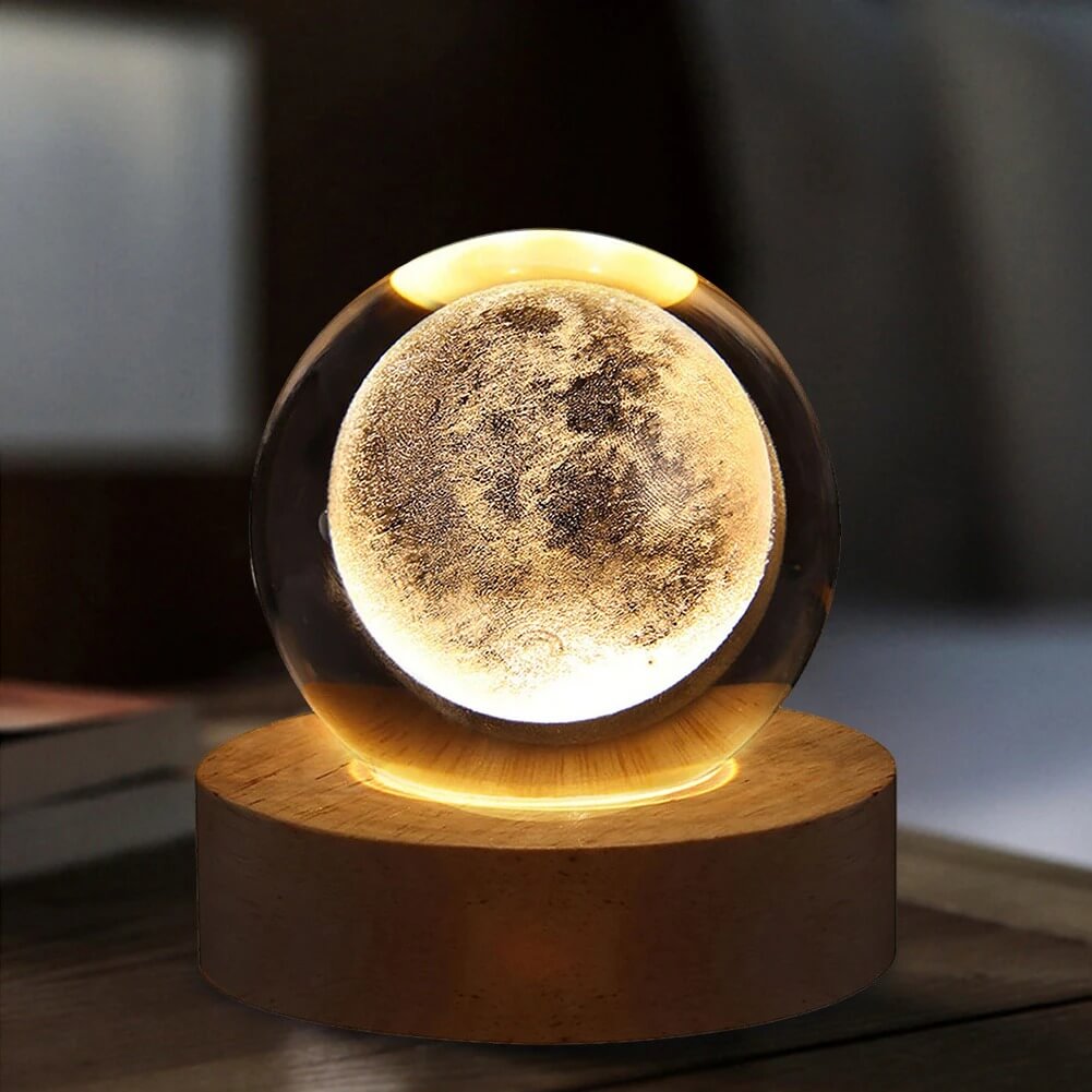 3D Crystal Galaxy Night Lamp – Moon, Earth & Solar System Designs| Perfect for Home Decor & Gifts