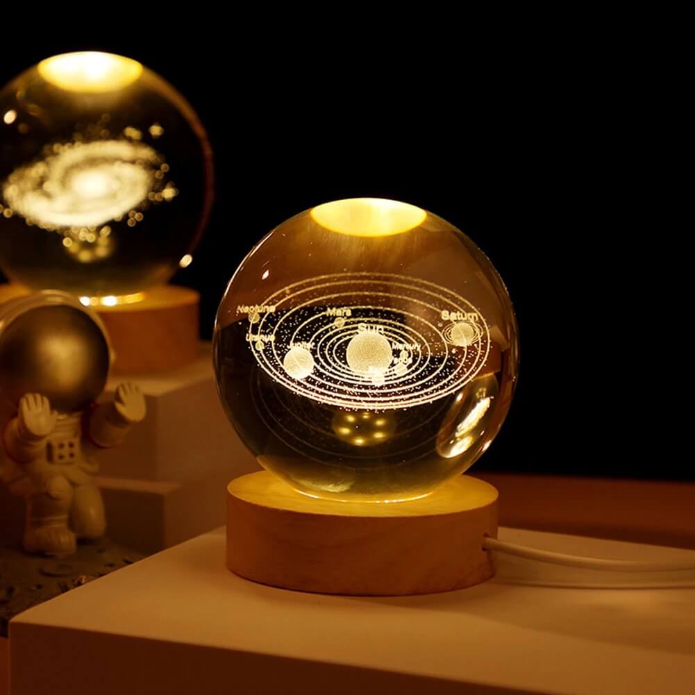 3D Crystal Galaxy Night Lamp – Moon, Earth & Solar System Designs| Perfect for Home Decor & Gifts