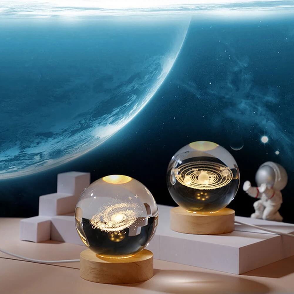 3D Crystal Galaxy Night Lamp – Moon, Earth & Solar System Designs| Perfect for Home Decor & Gifts