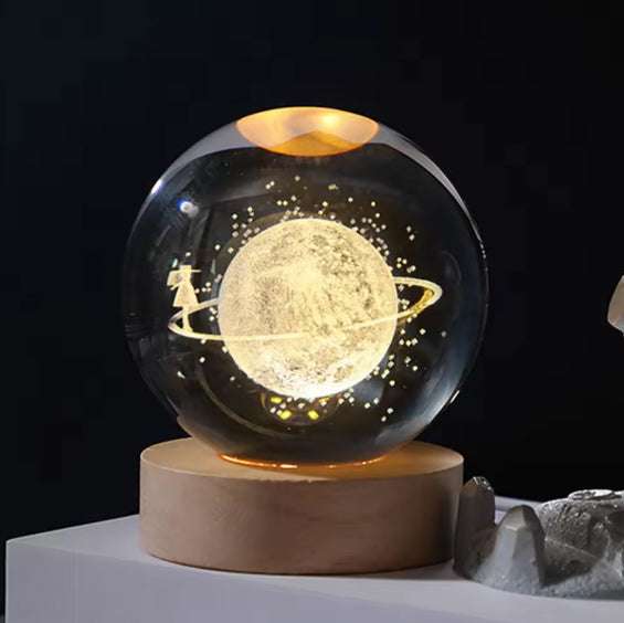 3D Crystal Galaxy Night Lamp – Moon, Earth & Solar System Designs| Perfect for Home Decor & Gifts