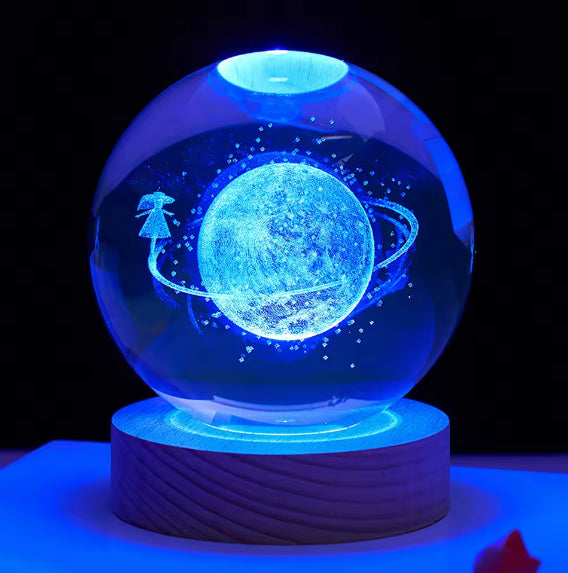 3D Crystal Galaxy Night Lamp – Moon, Earth & Solar System Designs| Perfect for Home Decor & Gifts